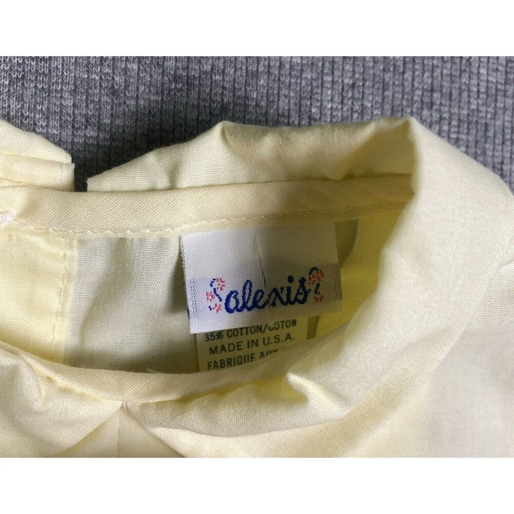 Vintage Alexis Infant Boy Yellow One Piece Outfit Embroidered Dogs Sz 18 Month - Picture 3 of 4